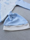 Lucky Baby Nakışlı Es Çizgi Boy Şapkalı Erkek Bebek Tulumu Mavi thumbnail 4