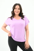 Kadın V Yaka Büyük Beden T-shirt 1486-23 - 1