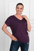Kadın V Yaka Büyük Beden T-shirt 1486-23 - 12