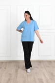 Kadın V Yaka Basic Büyük Beden T-Shirt 1297-22 - 6