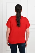 Kadın V Yaka Büyük Beden T-shirt 1486-23 - 7