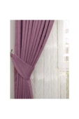 Koyu Lila Ada Fon Perde Pilesiz Extraforlu Düz Dikim Büzgü Pile thumbnail 4