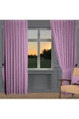 Koyu Lila Ada Fon Perde Pilesiz Extraforlu Düz Dikim Büzgü Pile thumbnail 1
