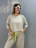 Kadın Iki Iplik Viskon Pamuk Kumaş Arma Detaylı Ikili Takım thumbnail 4