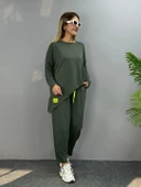 Kadın Iki Iplik Viskon Pamuk Kumaş Arma Detaylı Ikili Takım thumbnail 2