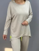 Kadın Iki Iplik Viskon Pamuk Kumaş Arma Detaylı Ikili Takım thumbnail 2