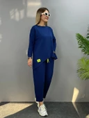 Kadın Iki Iplik Viskon Pamuk Kumaş Arma Detaylı Ikili Takım thumbnail 5