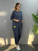 Kadın Iki Iplik Viskon Pamuk Kumaş Arma Detaylı Ikili Takım thumbnail 4