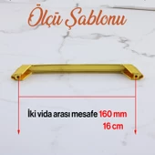 Gökçe Altın Metal Kulp 160 mm -16 cm Mobilya Çekmece Mutfak Dolabı Dolap Kulpları Kulbu Kulpu Gold - 4