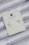 MuI MuI Xuping Rose Renk Zirkon Taşlı İncili Minimal Küpe - 1