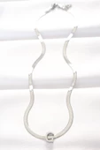 316L Çelik C Harfli Silver Renk İtalyan Zincirli Kolye - TJ-BKO8538 - 2