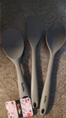 TANTİTONİ 3 SİLİKON BÜYÜK KAŞIK,PİLAV VE SPATULA SETİ ***GRİ  RENK **** thumbnail 2