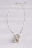 316L Çelik Zincirli Zirkon Taşlı S Harfli Silver Renk Bubble Kolye - TJ-BKO8590 - 2
