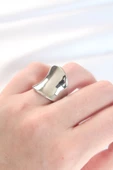 Silver Renk Ayarlanabilir Kavisli Ayna Yüzük - TJ-BYK3114 - 1