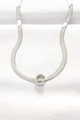 316L Çelik C Harfli Silver Renk İtalyan Zincirli Kolye - TJ-BKO8538 - 1