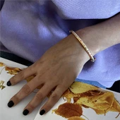 Mineli Hint İşi Altın Kelepçe 14 Ayar - 2