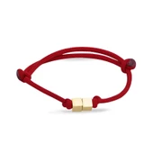 Altın İki Küplü Kırmızı İpli Bileklik 14 Ayar - 1