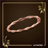 Burgulu Rose Altın Kelepçe 14 Ayar - 2