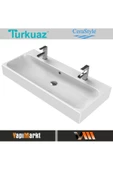 Turkuaz  Pinto Etajerli Lavabo 100x47 cm (Tek Hazneli, Çift Batarya Delikli) - 2