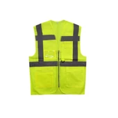 Mühendis Tipi İkaz Yeleği Cepli Fosforlu Güvenlik Yelek - 1