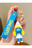 Sevimli Şirinler Karakteri Şirine 3D Silikon Anahtarlık Kaliteli Büyük Boy Smurfette thumbnail 1