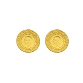 Altın Çeyrek Liralı Küpe 22 Ayar - 1