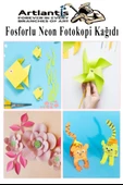 Neon Fosforlu Renkli A4 Fotokopi Kağıdı 100 lü 1 Paket 100 Adet Fosforlu 5 Renk Parlak Canlı Renkler Fotokopi Kağıdı - 5