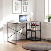 Eportatif Çalışma Masası Telli Raflı Ofis Laptop Bilgisayar Masası Füme 1446 - 1