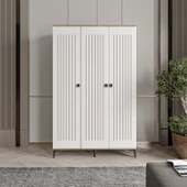 Kare 3 Kapaklı Gardrop Tamamı Mdf( Atlas Çam Beyaz ) - 1