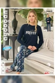 Aydoğan Kadın Ezgi Flexible PRETTY Lacivert Pijama Takım 0635 thumbnail 3
