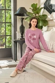 Aydoğan Kadın Ezgi Flexible Gül Baskılı Pudra Pijama Takım 0638 thumbnail 1