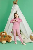 Aydoğan Kız Garson Koza interlok Karanfil Pembe Pijama Takım 0722 - 2