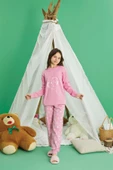 Aydoğan Kız Garson Koza interlok Karanfil Pembe Pijama Takım 0722 - 3