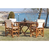 Datça 120lik Katlanır Ahşap Bahçe Balkon Masası - Yuvarlak Masa thumbnail 3