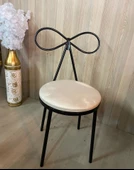 Fiyonk Makyaj Sandalyesi Metal Siyah Minder Krem - 5