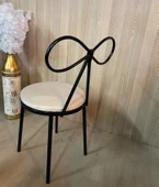 Fiyonk Makyaj Sandalyesi Metal Siyah Minder Krem - 2