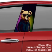 sevimli artist ayı oto sticker - yeni nesil hd baskı kalitesi araba kapı direkleri kaplama folyosu - tuning modifiye aksesuar - 1