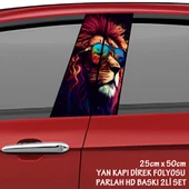 kral aslan renkli oto sticker - yeni nesil hd baskı kalitesi araba kapı direkleri kaplama folyosu - tuning modifiye aksesuar - 1