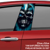 iskelet kafa oto sticker - yeni nesil hd baskı kalitesi araba kapı direkleri kaplama folyosu - tuning modifiye aksesuar - 1