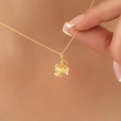 925 Ayar Gümüş 3 Boyutlu Sarılan İki Balık Kolye - CN00357 thumbnail 1