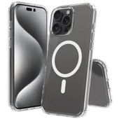 iPhone 16 Pro Max Kılıf Magsafe Şarj Özellikli Şeffaf Sert PC Embos Kapak thumbnail 3