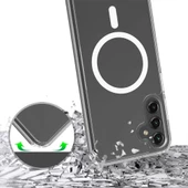 Samsung Galaxy S23 FE Kılıf Magsafe Şarj Özellikli Şeffaf Sert PC Embos Kapak thumbnail 2