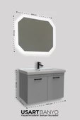 USART New 80 Nardo Gri Soft Dokulu Kadife Yüzey Banyo Dolabı Takimi Demonte - 3