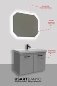 USART New 80 Nardo Gri Soft Dokulu Kadife Yüzey Banyo Dolabı Takimi Demonte - 2