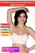 Özel Üretim Toparlayıcı Nefes Alabilen Kumaş Zarif İç Göstermeyen İnce Askılı Sporcu Kadın Bustiyer - 1