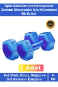 Özel Plastik Köşeli Spor Egzersiz Vücut Kas Geliştirme Fitness Ağırlık Mavi 4 Kg Dambıl Set - 2 Adet - 1