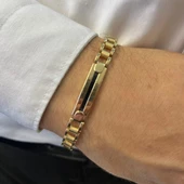 Erkek Siyah Detaylı Altın Bileklik - 1