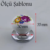 Polimer Kulp Düğme Çiçek Desenli Krom Tabla Mobilya Mutfak Dolabı Çekmece Dolap Kulpu Kulbu 5 ADET thumbnail 2