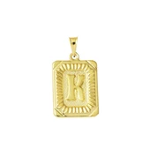 Kare 14 Ayar Altın K Harf Kolye Ucu - 1