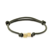 Altın İki Küplü Yeşil İpli Bileklik 14 Ayar - 1